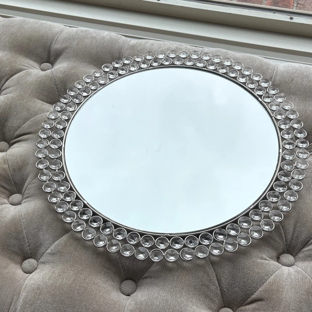 Z Gallerie Silver Mirror tray with Crystal Border